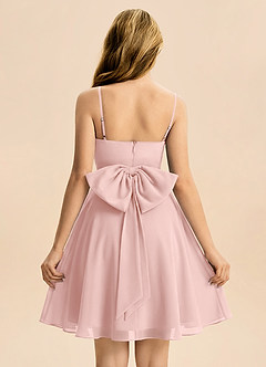 Azazie Bear Junior Powder Pink A-Line Pleated Chiffon Dress image2