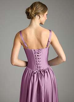 Azazie Evadina Suknie dla druhen Linia A Gorset Satyna elastyczna Do ziemi Sukienka image6