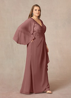 Azazie Perry Mother of the Bride Dresses Desert Rose Mermaid V-Neck Lace Chiffon Dress image10