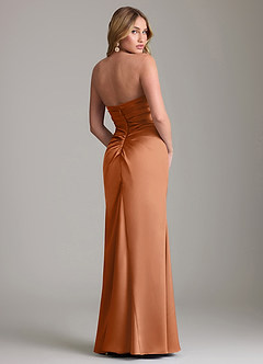 Azazie Lucille Bridesmaid Dresses Copper Mermaid Strapless Stretch Satin Convertible Dress image2