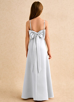 Azazie Joella Junior Formal Jurken voor bloemenmeisjes A-Lijn Jurk van Mat Satijn Geplooid Wit image4