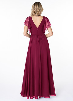 Azazie Zella Bridesmaid Dresses Burgundy A-Line Lace Chiffon Dress image2
