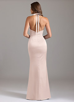 Azazie Valerie Bridesmaid Dresses Blushing Pink Mermaid Pleated Stretch Satin Dress image2