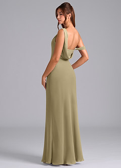 Azazie Madelyn Bridesmaid Dresses Moss Green Mermaid Off the Shoulder Chiffon Convertible Dress image6