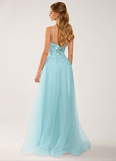Calliem Blue Beading Lace Tulle Prom Dress image2