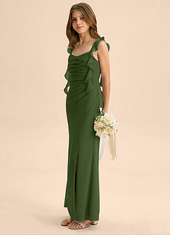 Azazie Jessamine Junior Olive Mermaid Sweetheart Neckline Chiffon Dress image5