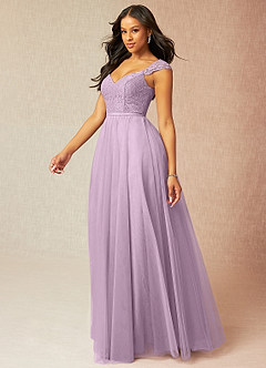Azazie Luxi Bridesmaid Dresses Wisteria A-Line Pleated Tulle Dress image3