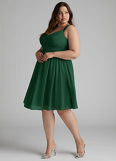 Azazie Angie Robes de demoiselle d'honneur Robe Trapèze en Mousseline de soie Corset Vert Foncé image13