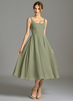 Azazie Amalie Bridesmaid Dresses Pistachio A-Line Pleated Chiffon Dress image3