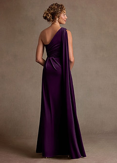 Azazie Aphra Klänningar till brudens mor Klä Tubklänning i sammet Ena axeln Druva image2