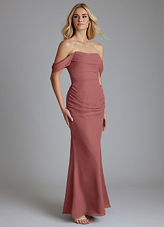 Azazie Luiza Bridesmaid Dresses Amethyst Mermaid Off the Shoulder Chiffon Dress image4