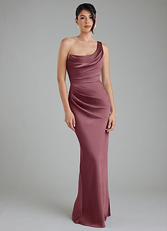 Azazie Sabrina Bridesmaid Dresses Desert Rose Mermaid Corset Stretch Satin Dress image6