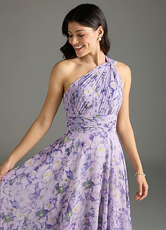 Azazie Charlize Bridesmaid Dresses Lilac Bloom A-Line One Shoulder Chiffon Dress image5