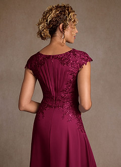 Azazie Christi Mother of the Bride Dresses Burgundy A-Line Lace Chiffon Dress image6