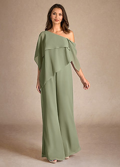 Azazie Halima Mère de la mariée Robes Robe Combinaison/Tailleur Pantalon en Mousseline de soie Fente Latérale Pistache image4