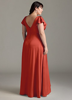 Azazie Omari Bridesmaid Dresses Rust A-Line Stretch Satin Dress image8