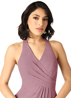 Azazie Danica Bridesmaid Dresses Vintage Mauve A-Line Pleated Chiffon Dress image4