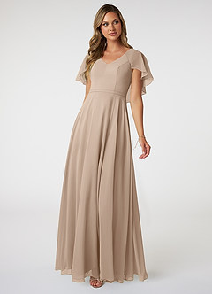Azazie Jamie Bridesmaid Dresses Taupe A-Line Chiffon Dress image1