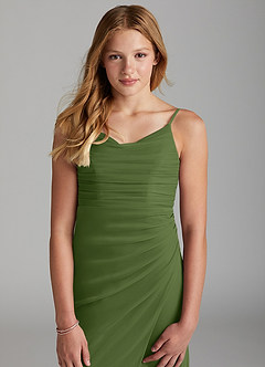 Azazie Deandra Junior Robe Fourreau en Maille Olive image6