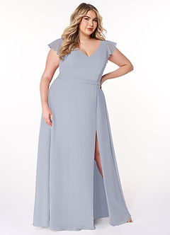 Azazie Claudine Bridesmaid Dresses A-Line Flutter Sleeve Chiffon Floor-Length Dress image11