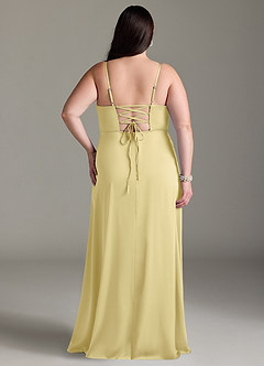 Azazie Marchella Bridesmaid Dresses Lemon Sorbet A-Line Corset Stretch Satin Dress image8