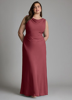 Azazie Kieryn Bridesmaid Dresses Merlot Mermaid Pleated Chiffon Dress image9