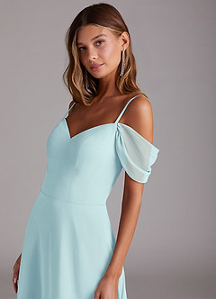 Azazie Marley Bridesmaid Dresses Sea Glass A-Line Off the Shoulder Chiffon Convertible Dress image9