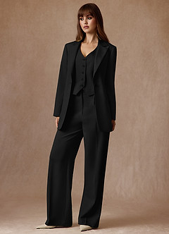front Rowan Black Refined Weave Performance 3-Piece Suit