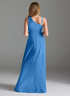 Azazie Dallas Junior A-Linie Plissee Chiffon Kleid Blauhäher image2