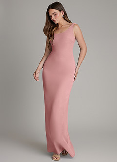 Azazie Hadley Bridesmaid Dresses Dusty Rose Mermaid Pleated Chiffon Dress image4