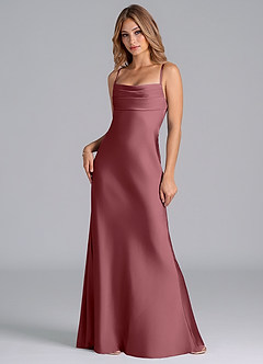 Azazie Seema Bridesmaid Dresses Desert Rose Mermaid Corset Stretch Satin Dress image3