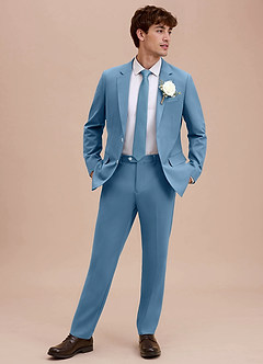 front Ethan Steel Blue Refined Weave Suit Jacket