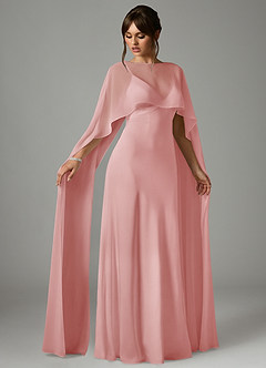 Azazie Stefania Jurken voor bruidsmeisjes Jurk van Stretch Satijn met A-Lijn Poederroze image3