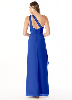 Azazie Maive Bridesmaid Dresses Royal Blue Sheath Pleated Ruffle Chiffon Dress image2