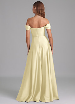 Azazie Seriana Suknie dla druhen Linia A Zza ramienia Satyna elastyczna Do ziemi Sukienka image5