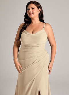 Azazie Deandra Bridesmaid Dresses Champagne Mermaid Pleated Chiffon Dress image12