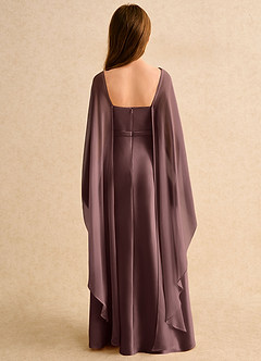Azazie Fishie Girls Formal Flower Girl Dresses Espresso A-Line Matte Satin Dress image2
