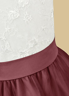 Azazie Vetty Flower Girl Dresses Ivory Desert Rose A-Line Lace Tulle Dress image11