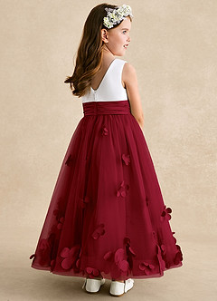 Azazie Vi Flower Girl Dresses Burgundy A-Line Sleeveless Tulle Dress image4