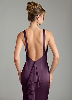 Azazie Tamera Robes de demoiselle d'honneur Robe Sirène en Satin extensible Plissé Prune image6