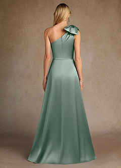 Azazie Easton Mère de la mariée Robes Robe Trapèze en Satin extensible Une épaule Sauge D'argent image3