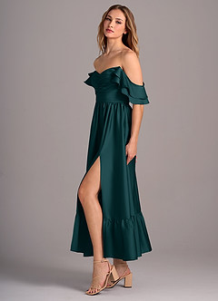Azazie Anaya Bridesmaid Dresses Pine A-Line Sweetheart Neckline Stretch Satin Convertible Dress image4