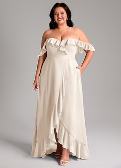 Azazie Lyra Bridesmaid Dresses White Alabaster A-Line Chiffon Convertible Dress image11