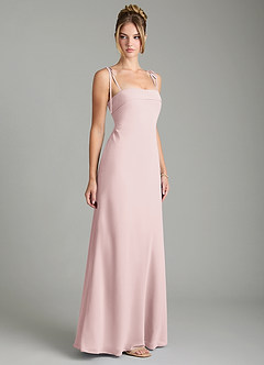 Azazie Ellia Brautjungfernkleider Eine Linie Schleifen Chiffon Kleid Zartrosa image4