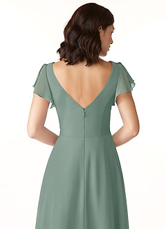 Azazie Omari Bridesmaid Dresses Silver Sage A-Line Chiffon Dress image6