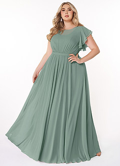 Azazie Daphne Modest Bridesmaid Dresses A-Line Ruffled Chiffon Floor-Length Dress image6