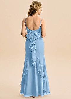 Azazie Lioren Junior Robe Sirène en Mousseline de soie Arc Poudre Bleue image3