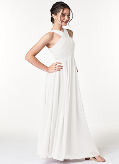 Azazie Kaleigh Junior Ivory A-Line Pleated Chiffon Dress image3