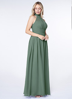 Azazie Iman Bridesmaid Dresses Eucalyptus A-Line A-Line Ruched Chiffon Dress image7
