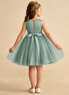Azazie Prima Flower Girl Dresses Silver Sage A-Line Bow Tulle Dress image2